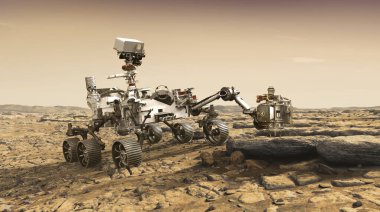 NASA & # 39; 's Mars 2020 Rover sanatçısı & # 39;' s konsepti # 6. 17 Kasım 2017. Arkaplan şablonu, Nasa tarafından desteklenen bu resmin elemanları