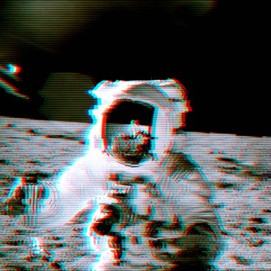 Astronot Alan Bean 'in elinde Özel Çevre Örnek Konteynırı var. Arkaplan şablonu, Nasa tarafından desteklenen bu resmin ögeleri