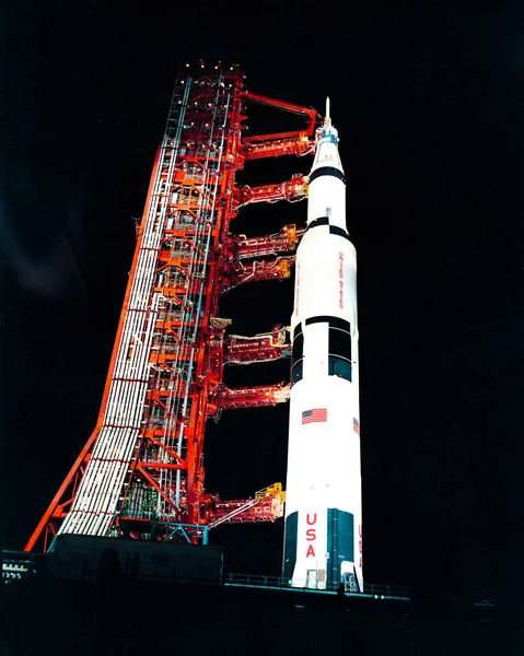 Nattetid Marknivå Över Pad Lansering Complex Kennedy Space Center Visar — Stockfoto