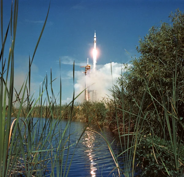 Liftoff Apollo Soyuz Test Project Astp Background Template Elements Image — стоковое фото