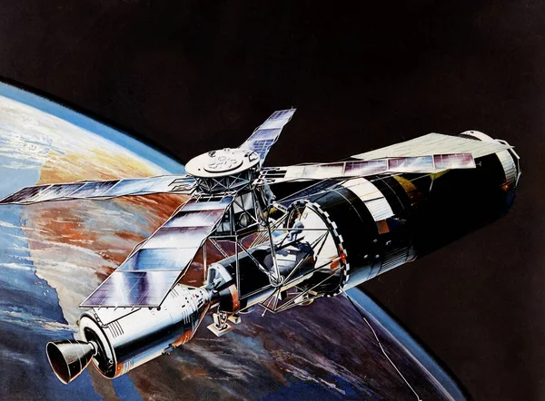 Concept Skylab Orbite Éléments Gabarit Fond Cette Image Fournie Par — Photo