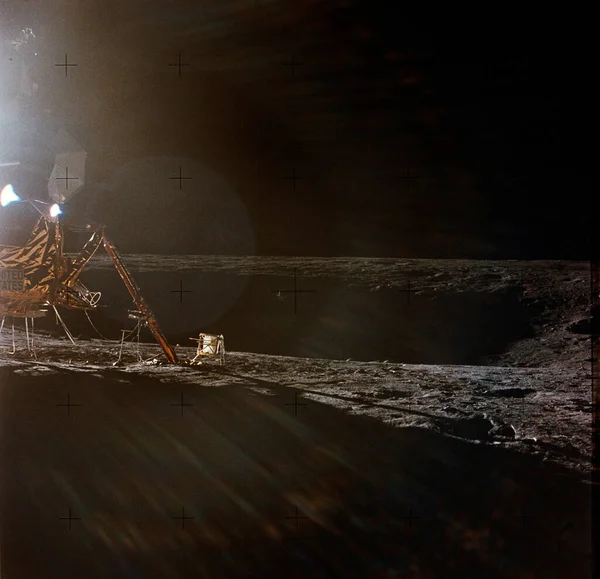 Фотография Лунной Площадки Аполлона Сделанная Время Внеземной Активности Eva Астронавтов — стоковое фото