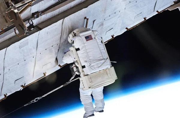 Nasa Astronotları Uzayda Arka Plan Şablonu Nasa Tarafından Desteklenen Resmin — Stok fotoğraf