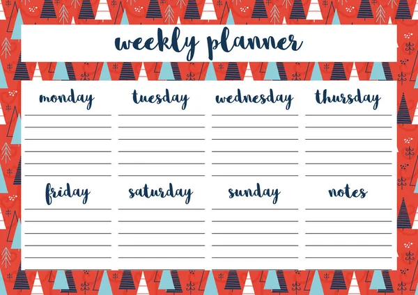 Weekly Planner Diary Organiser Notebook Printable Planner Vector Illustration — Stock Vector