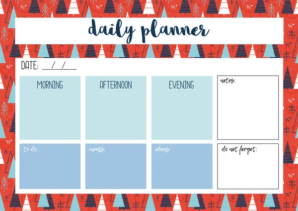 Daily Planner Diary Organiser Notebook Printable Planner Vector Illustration — Stock Vector