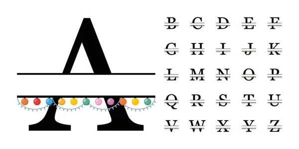 Christmas Alphabet Split Monograms Reindeer — Stock Vector