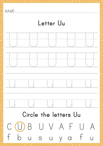 Feuille Travail Alphabet Tracing Activité Alphabétique Pour Les Enfants Âge — Image vectorielle