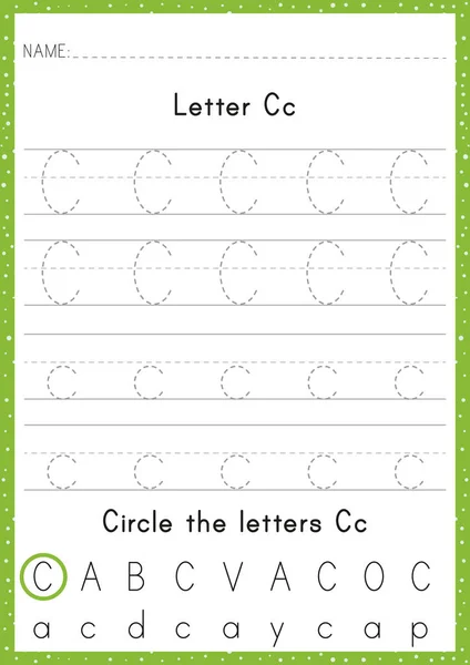 Alphabet Tracing Arbeitsblatt Alphabet Aktivität Für Vorschulkinder Und Kindergarten Englisch — Stockvektor