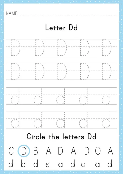 アルファベットのトレースワークシート 幼児のためのアルファベット活動と幼稚園A 子供のための英語活動 A4用紙準備 Print — ストックベクタ
