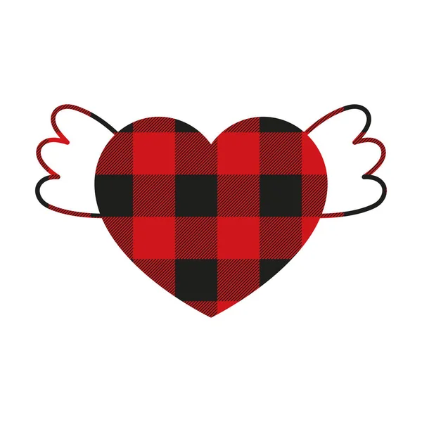 Buffalo Plaid Heart Valentines Day Vector Illustration — Stock Vector