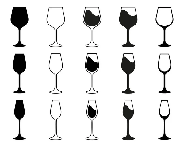 Wine Glasses Set Silhouette Vector Illustration — Stock Vector