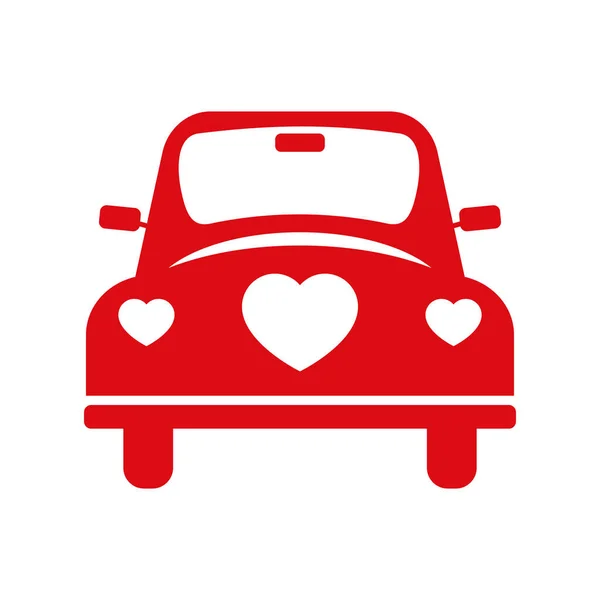 Valentijn Auto Vrachtwagen Valentijnsdag Silhouet — Stockvector