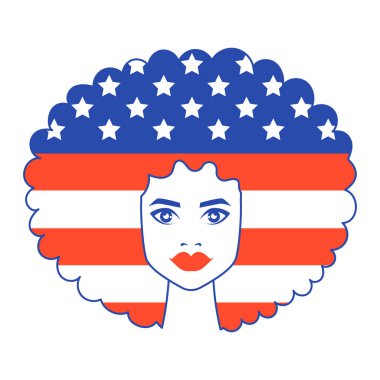 4 Temmuz, Vatansever illüstrasyon, Afro-Amerikan kadın, Mutlu Bağımsızlık Günü