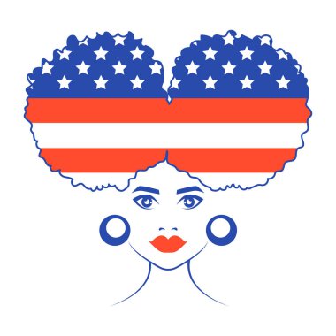 4 Temmuz, Vatansever illüstrasyon, Afro-Amerikan kadın, Mutlu Bağımsızlık Günü