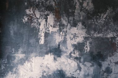 Soyut arkaplan ve sanatsal ifade için fırça darbeleri ile Grunge siyah ve beyaz desenli duvar 