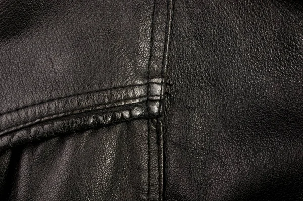 Old vintage genuine soft black leather texture background, top layer with pores and scratches, macro