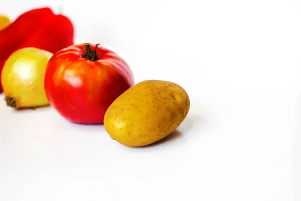 Close Set Fresh Vegetables Isolated White Background Vegan Food Healthy — Stock Photo, Image