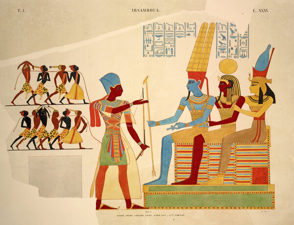 Hieroglyphic paintings in Abu Simbel temple - Egypt