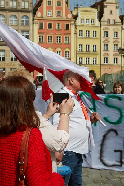 Комитет по защите демократии протестует во Вроцлаве — стоковое фото