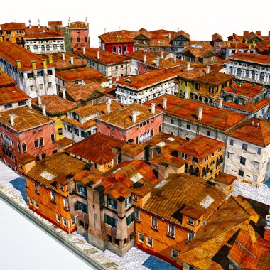 Tipik İtalyan şehri, 3d çizim