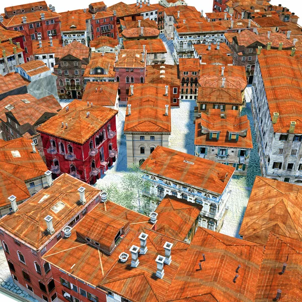 Tipica città italiana, illustrazione 3D — Foto Stock