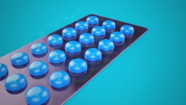 Medicinsk bakgrund med blå piller — Stockvideo