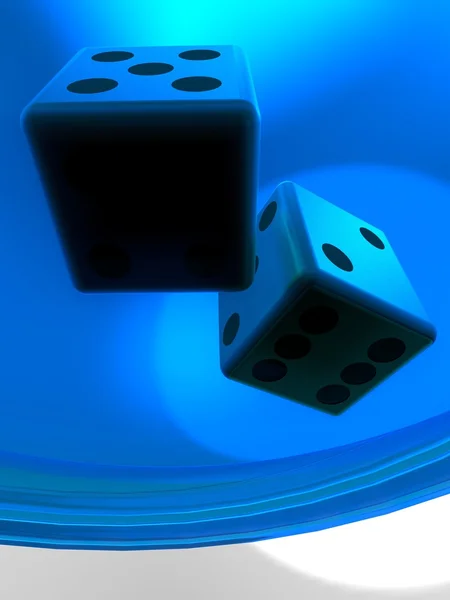 Golden dice on plate 3d illustration — Stock Photo, Image