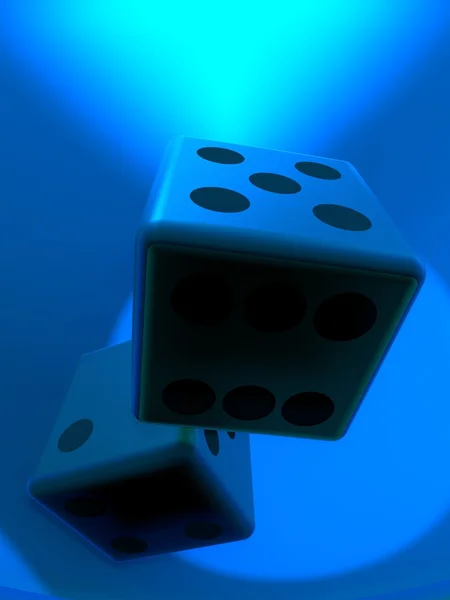 Golden dice on plate 3d illustration — Stock Photo, Image