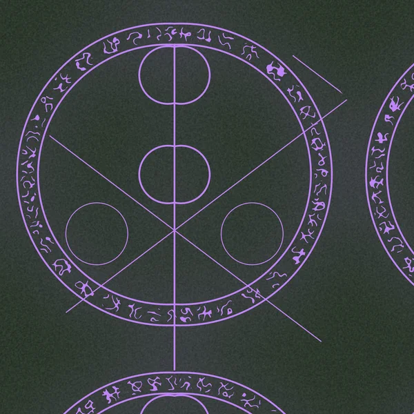 Signos mágicos dentro del círculo 3d ilustración — Foto de Stock