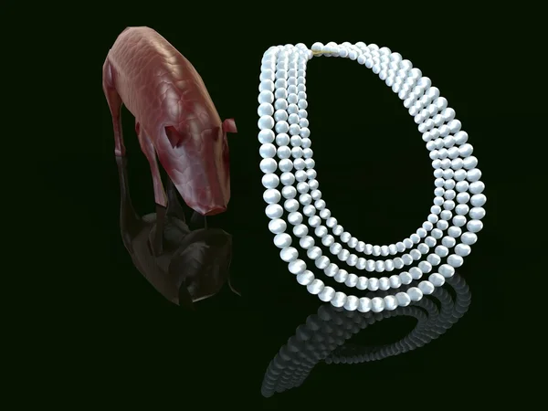 Perlen werfen vor dem 3D-Rendering von Schweinen — Stockfoto