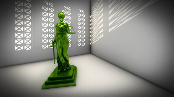 Themis in court 3d illustration