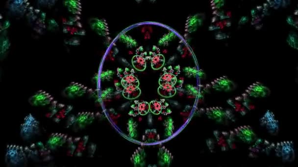 Diseño de arte fractal floral colorido y brillante — Vídeo de stock