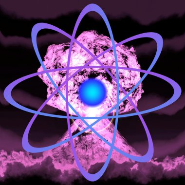 Nükleer patlama atom enerjisi 3d render sembolü ile