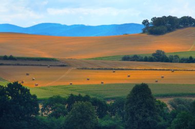 Aşırı panoramik manzara Sudety aralığında, Polonya