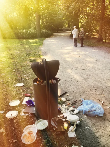 Wiklinowy śmieci leżące na ziemi w Wrocław, Polska — Zdjęcie stockowe