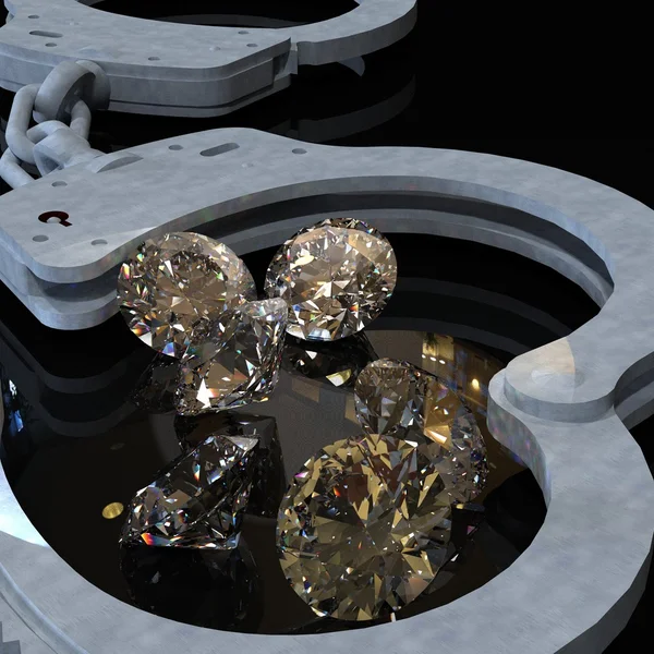 Pouta a diamanty symbolizující vice v milostných záležitostech 3d vykreslování — Stock fotografie