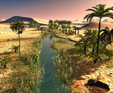 Palmiye ağaçları oasis 3d çizim yakınındaki