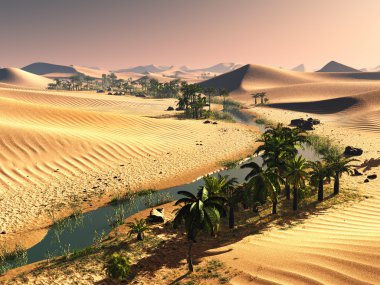 Palmiye ağaçları oasis 3d çizim yakınındaki