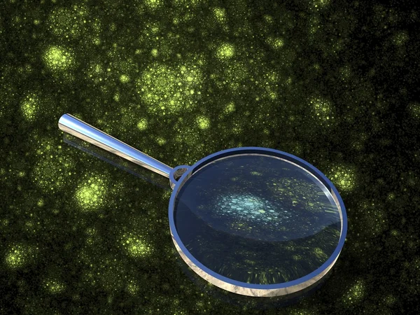 Büyüteç bakteri 3d render andıran arka plan üzerinde izole — Stok fotoğraf
