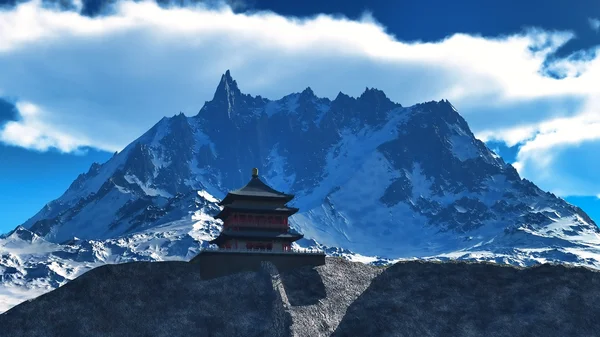 Tempel van de zon - boeddhistische heiligdom in de Himalaya 3D-rendering — Stockfoto