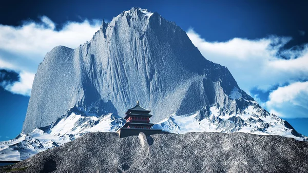 Templo del sol - Santuario budista en el Himalaya 3d renderizado —  Fotos de Stock