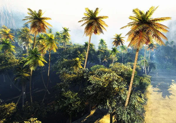 Tropikalnej roślinności na wyspie renderowania 3d — Zdjęcie stockowe