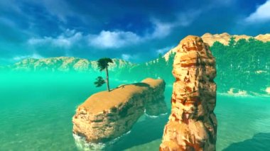 Sibirya Tayga - panoramik göl kenarında