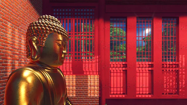 Estátua de buddha no templo — Fotografia de Stock