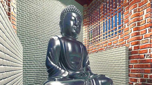 Estátua de buddha no templo — Fotografia de Stock
