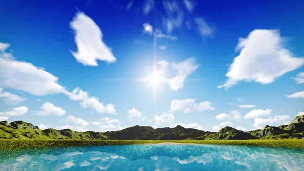 Голубое небо над травой — стоковое фото