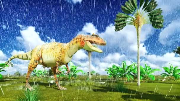 Allosaurus fragilis dans un parc jurassique — Video