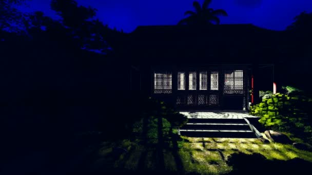 Buddhist temple in the night — Stock Video