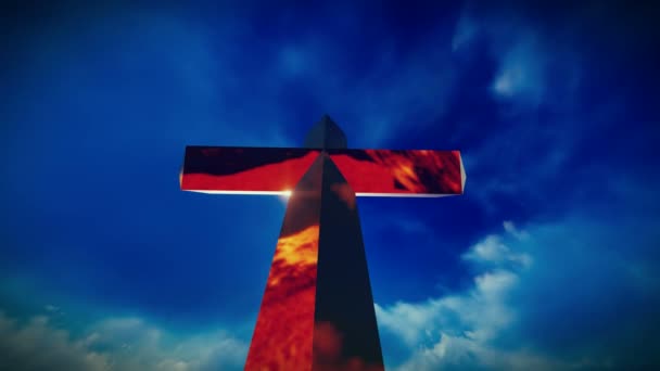 Croix chrétienne sur une montagne — Video