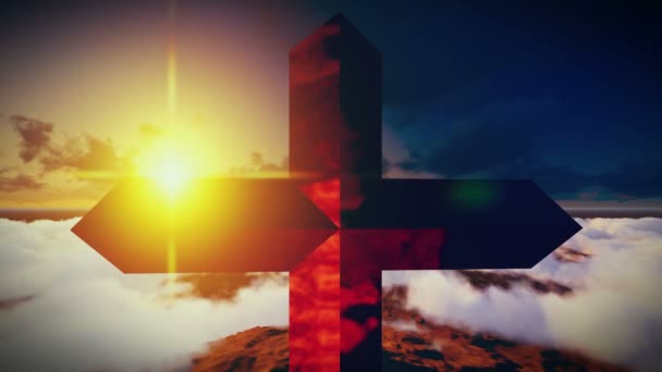 Kristna kors på ett berg — Stockvideo